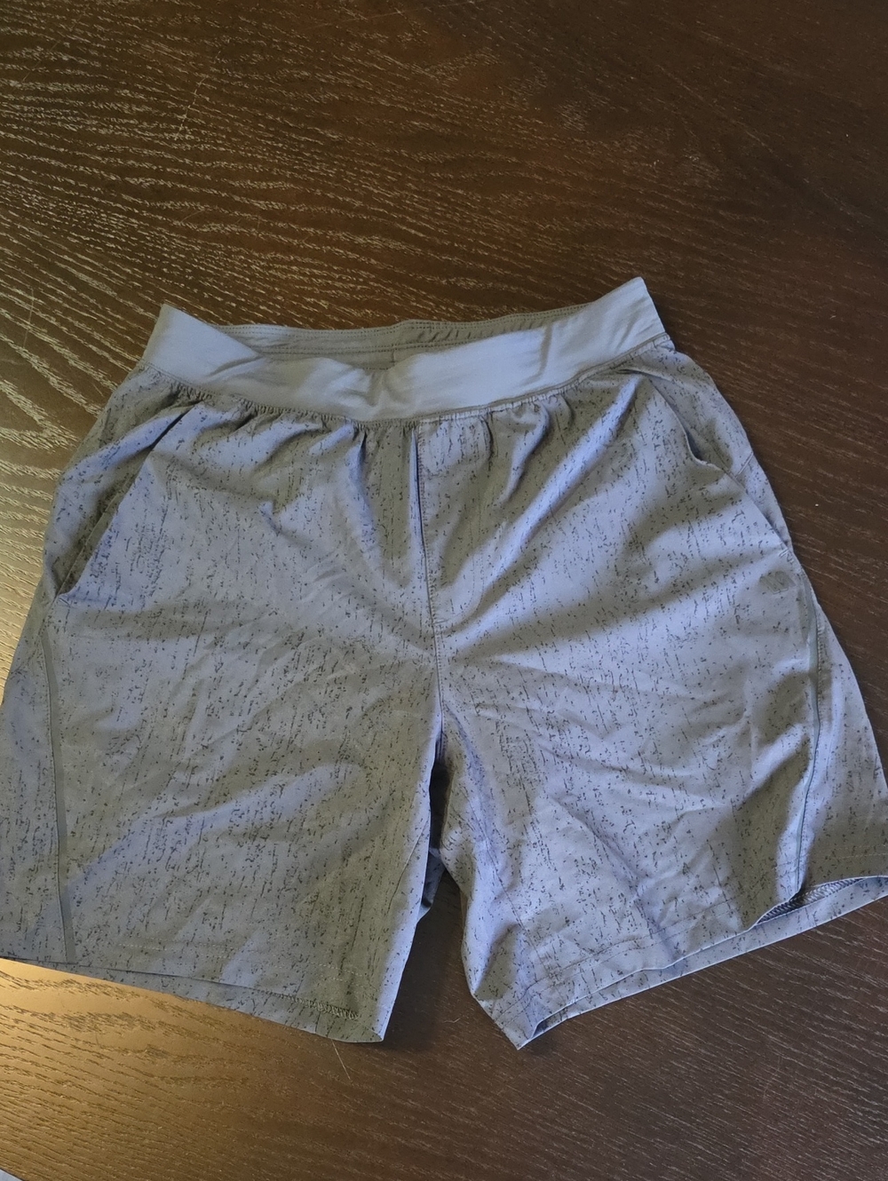 lululemon athletica light blue speckled athletic shorts